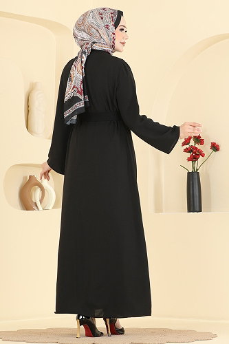 moda selvim Abaya 235ASN888 Black - Thumbnail