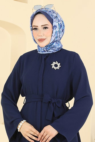moda selvim Abaya 235ASN888 Navy Blue - Thumbnail