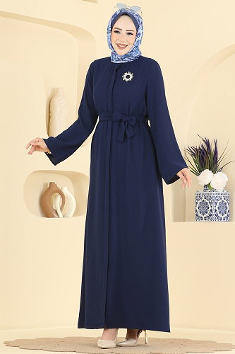 moda selvim عباءة كحلي 235ASN888 - Thumbnail