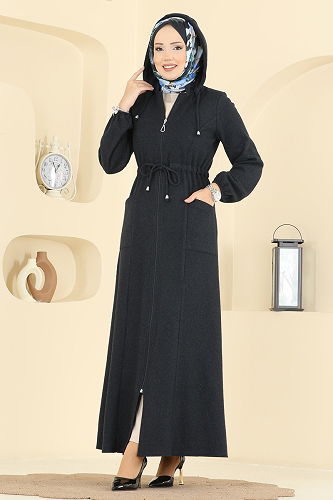 moda selvim Abaya 24011UKB139 Black - Thumbnail