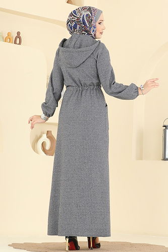 moda selvim Abaya 24011UKB139 Gray - Thumbnail