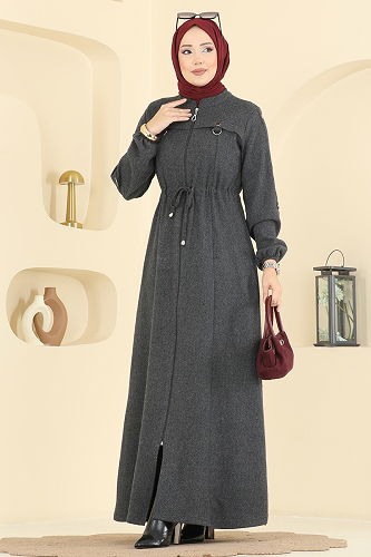 moda selvim Abaya 24013UKB139 Anthracite - Thumbnail