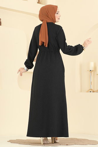 moda selvim Abaya 24013UKB139 Black - Thumbnail