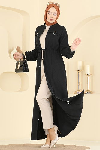 moda selvim Abaya 24013UKB139 Black - Thumbnail