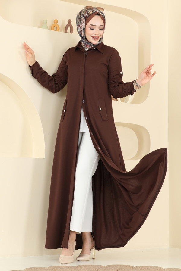 Abaya 24014UKB139 Brown - Moda Selvim