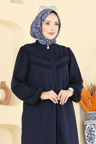 moda selvim عباءة كحلي 24031UKB139 - Thumbnail