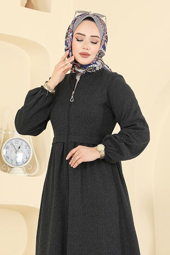 moda selvim Abaya 24083UKBK1160 Anthracite - Thumbnail
