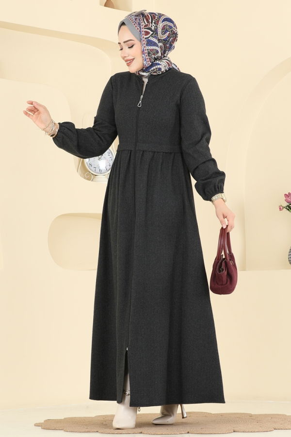 Modaselvim عباءة عباءة رمادي غامق 24083UKBK1160