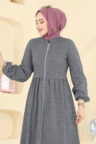 moda selvim Abaya 24083UKBK1160 Gray - Thumbnail
