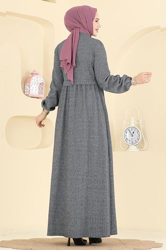 moda selvim Abaya 24083UKBK1160 Gray - Thumbnail