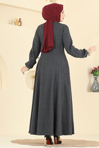moda selvim Abaya 24091UKBK1161 Anthracite - Thumbnail