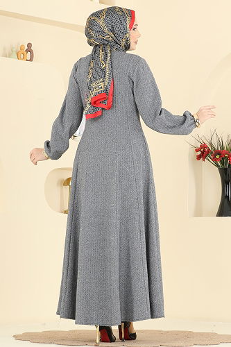 moda selvim Abaya 24091UKBK1161 Gray - Thumbnail