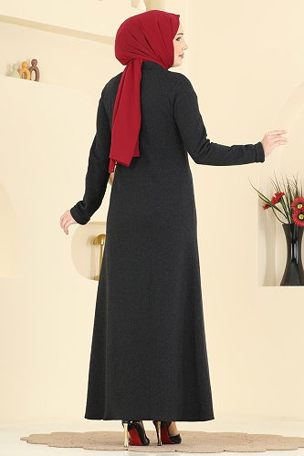 moda selvim Abaya 24094UKBK1160 Black - Thumbnail