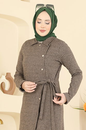 moda selvim عباءة بيج 24094UKBK1160 - Thumbnail