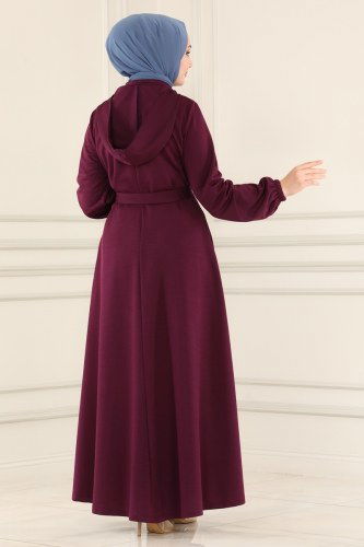 moda selvim Abaya 2412SL432 Damson - Thumbnail