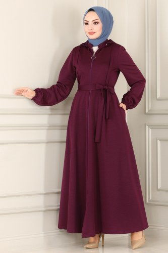 moda selvim Abaya 2412SL432 Damson - Thumbnail