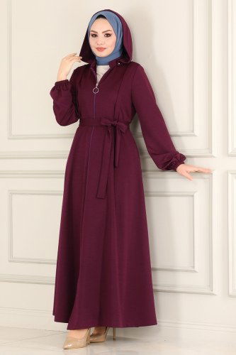 moda selvim Abaya 2412SL432 Damson - Thumbnail