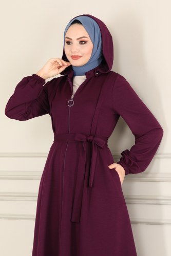 moda selvim Abaya 2412SL432 Damson - Thumbnail