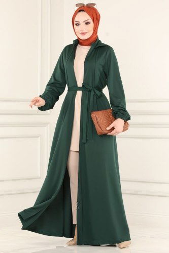 moda selvim Abaya 2412SL432 Emerald - Thumbnail