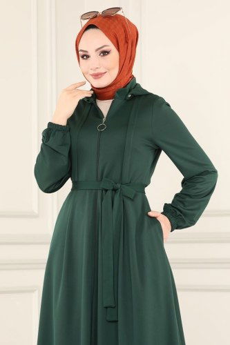 moda selvim Abaya 2412SL432 Emerald - Thumbnail