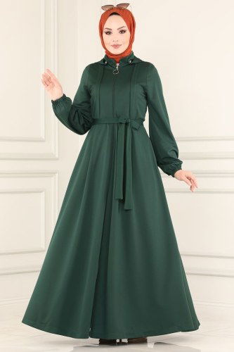 moda selvim Abaya 2412SL432 Emerald - Thumbnail