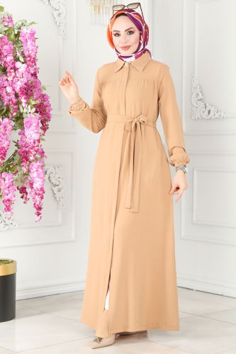 moda selvim Abaya 2430SL432 Beach Beige - Thumbnail