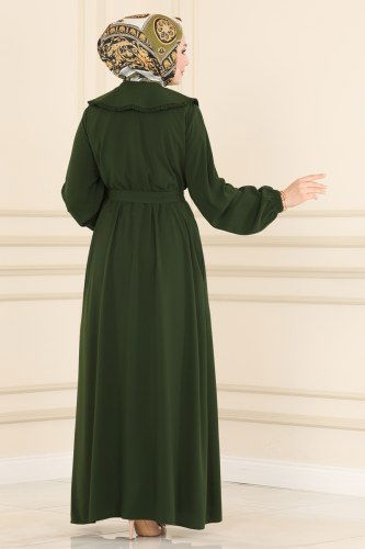 moda selvim Abaya 2450SL432 Khaki - Thumbnail