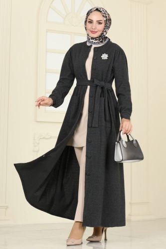 moda selvim Abaya 24644UKB139 Anthracite - Thumbnail