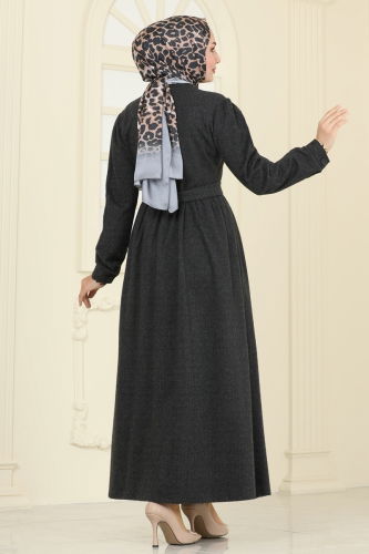 moda selvim Abaya 24644UKB139 Anthracite - Thumbnail