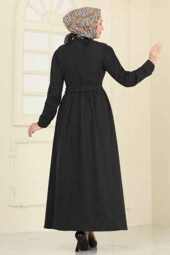 moda selvim Abaya 24644UKB139 Black - Thumbnail