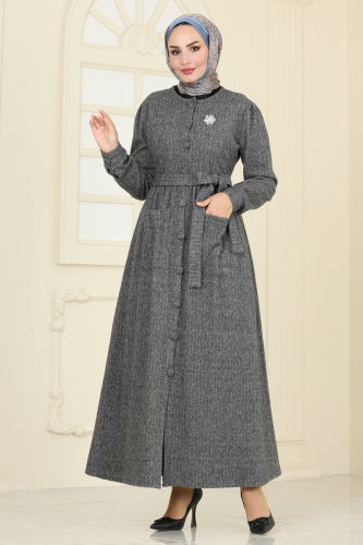 moda selvim Abaya 24644UKB139 Gray - Thumbnail