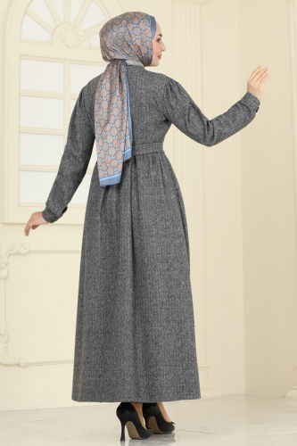 moda selvim Abaya 24644UKB139 Gray - Thumbnail