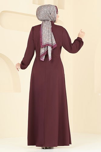 moda selvim عباءة خمري 2483SL432 - Thumbnail