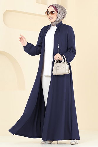 moda selvim Abaya 2483SL432 Navy Blue - Thumbnail