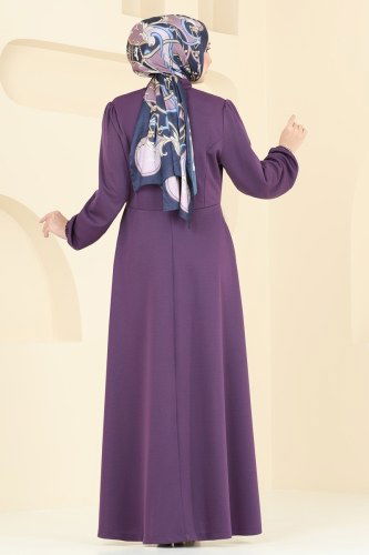 moda selvim Abaya 2483SL432 Purple - Thumbnail