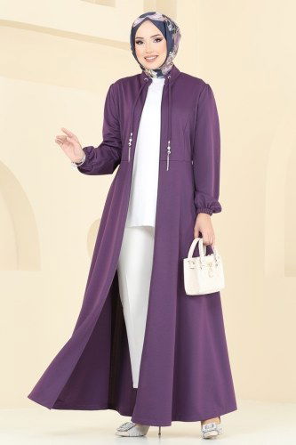 moda selvim Abaya 2483SL432 Purple - Thumbnail