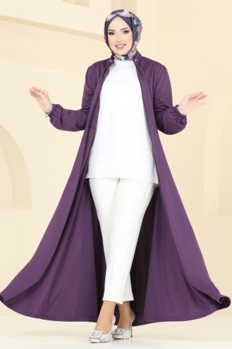 moda selvim Abaya 2483SL432 Purple - Thumbnail