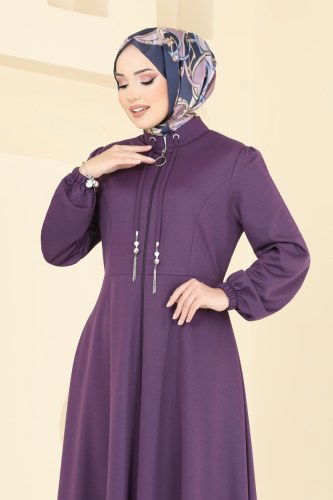 moda selvim Abaya 2483SL432 Purple - Thumbnail