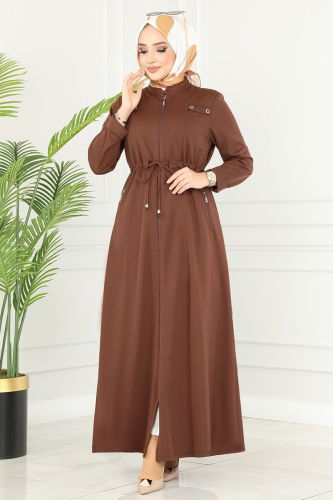 moda selvim Abaya 2491SL432 Brown - Thumbnail