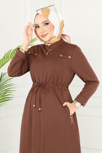 moda selvim Abaya 2491SL432 Brown - Thumbnail