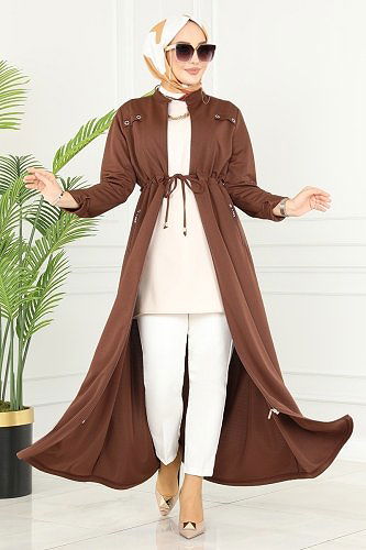moda selvim Abaya 2491SL432 Brown - Thumbnail