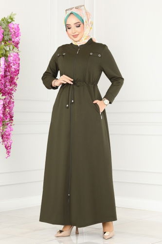 moda selvim Abaya 2491SL432 Khaki - Thumbnail