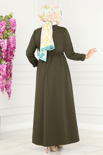 moda selvim Abaya 2491SL432 Khaki - Thumbnail