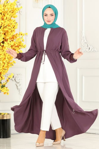 moda selvim Abaya 2500SL432 Dark Lilac - Thumbnail