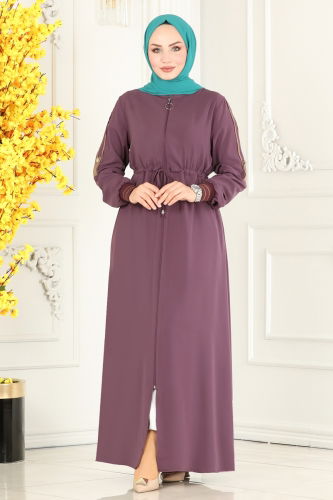 moda selvim Abaya 2500SL432 Dark Lilac - Thumbnail