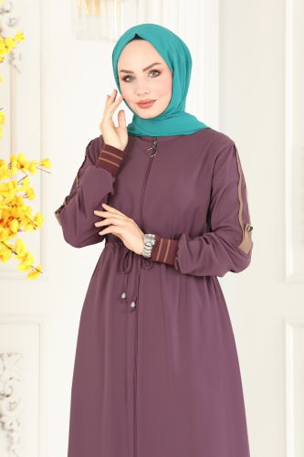 moda selvim Abaya 2500SL432 Dark Lilac - Thumbnail