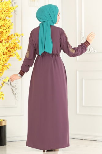 moda selvim Abaya 2500SL432 Dark Lilac - Thumbnail