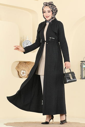 moda selvim Abaya 25014UKB139 Black - Thumbnail
