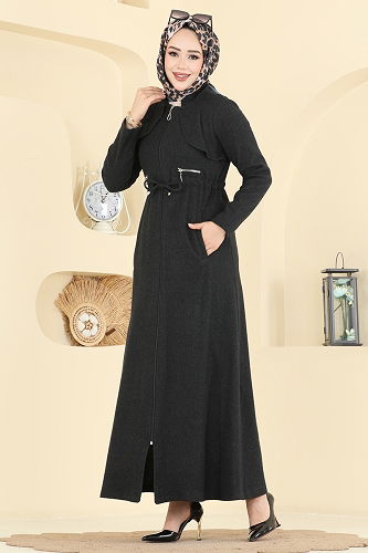 moda selvim Abaya 25014UKB139 Black - Thumbnail