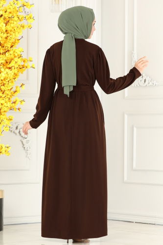 moda selvim Abaya 2504SL432 Brown - Thumbnail